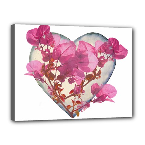 Heart Shaped With Flowers Digital Collage Canvas 16  X 12  (framed) by dflcprints