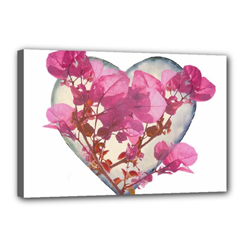 Heart Shaped With Flowers Digital Collage Canvas 18  X 12  (framed) by dflcprints