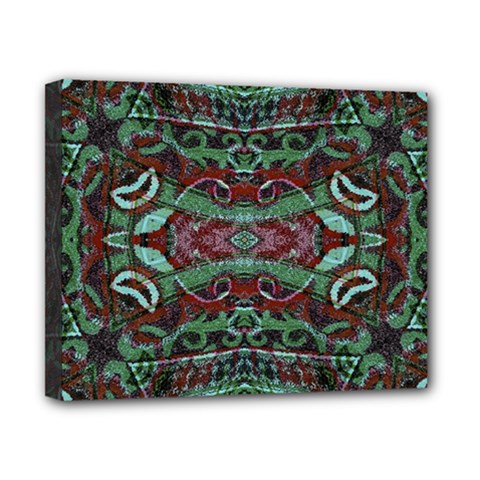 Tribal Ornament Pattern In Red And Green Colors Canvas 10  X 8  (framed) by dflcprints