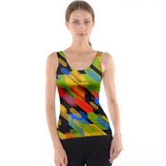 Colorful Shapes On A Black Background Tank Top by LalyLauraFLM