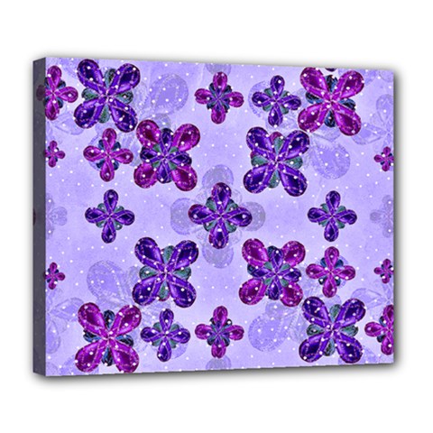 Deluxe Ornate Pattern Design In Blue And Fuchsia Colors Deluxe Canvas 24  X 20  (framed) by dflcprints