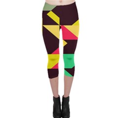 Shapes In Retro Colors 2 Capri Leggings  by LalyLauraFLM