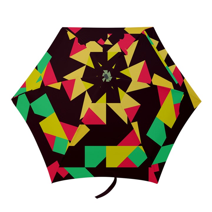 Shapes in retro colors 2 Mini Folding Umbrella