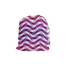 Purple Waves Pattern Drawstring Pouch (medium) by LalyLauraFLM