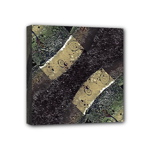 Geometric Abstract Grunge Prints In Cold Tones Mini Canvas 4  X 4  (framed) by dflcprints