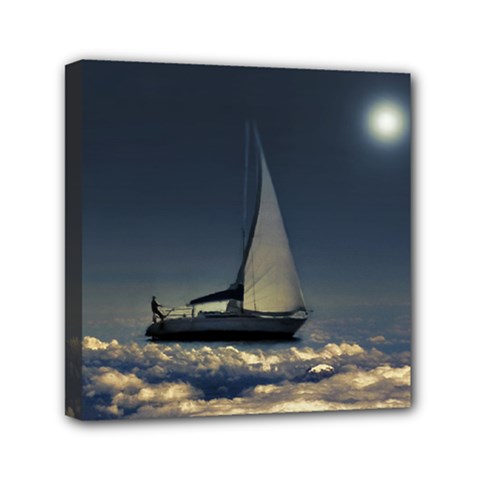 Navigating Trough Clouds Dreamy Collage Photography Mini Canvas 6  X 6  (framed) by dflcprints