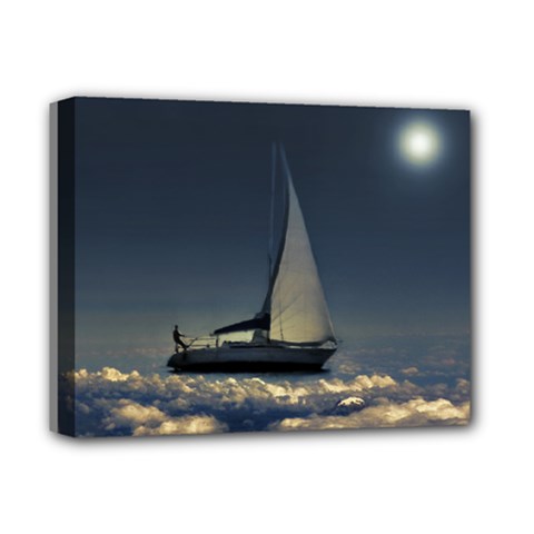 Navigating Trough Clouds Dreamy Collage Photography Deluxe Canvas 14  X 11  (framed) by dflcprints