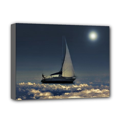 Navigating Trough Clouds Dreamy Collage Photography Deluxe Canvas 16  X 12  (framed)  by dflcprints