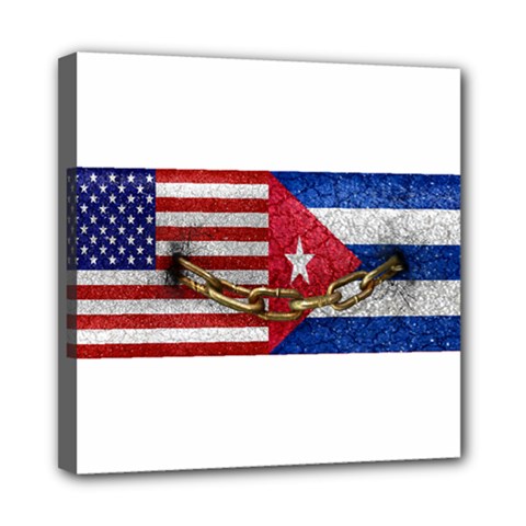 United States and Cuba Flags United Design Mini Canvas 8  x 8  (Framed)