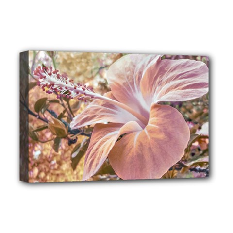 Fantasy Colors Hibiscus Flower Digital Photography Deluxe Canvas 18  X 12  (framed) by dflcprints