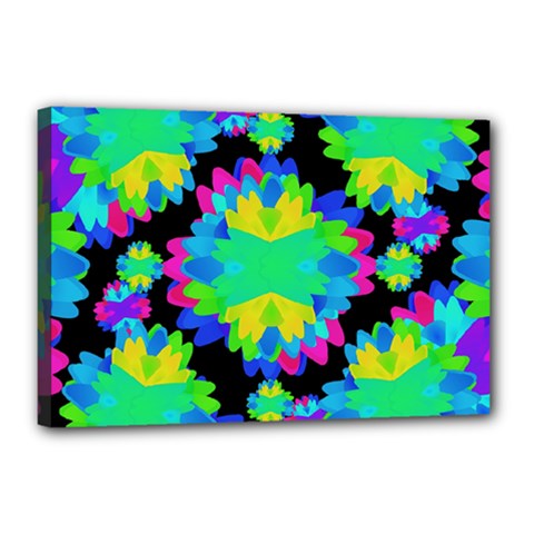 Multicolored Floral Print Geometric Modern Pattern Canvas 18  X 12  (framed) by dflcprints