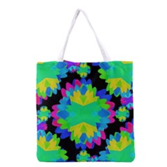Multicolored Floral Print Geometric Modern Pattern Grocery Tote Bag by dflcprints