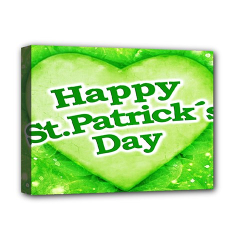 Unique Happy St  Patrick s Day Design Deluxe Canvas 16  X 12  (framed)  by dflcprints