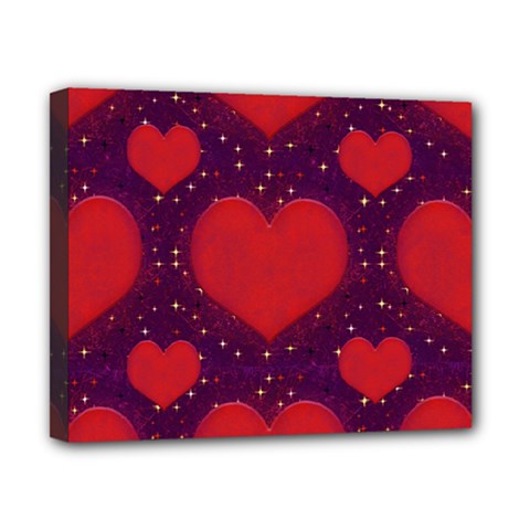 Galaxy Hearts Grunge Style Pattern Canvas 10  X 8  (framed) by dflcprints