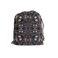 Victorian Style Grunge Pattern Drawstring Pouch (large)