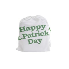 Happy St Patricks Text With Clover Graphic Drawstring Pouch (medium) by dflcprints