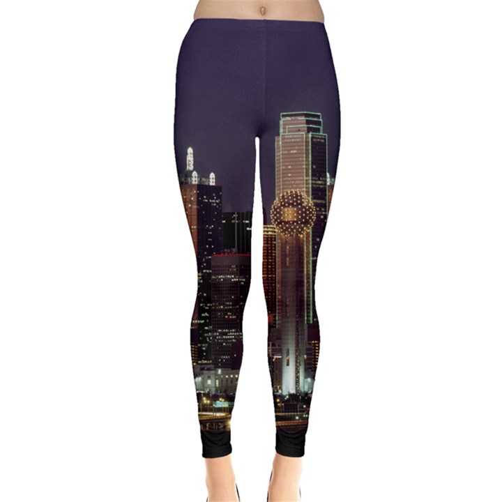 Dallas Skyline At Night Leggings 