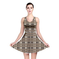 Geometric Tribal Style Pattern In Brown Colors Reversible Skater Dress by dflcprintsclothing