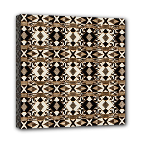 Geometric Tribal Style Pattern In Brown Colors Scarf Mini Canvas 8  X 8  (framed) by dflcprints