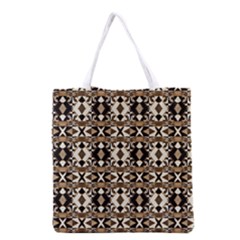 Geometric Tribal Style Pattern In Brown Colors Scarf Grocery Tote Bag by dflcprints