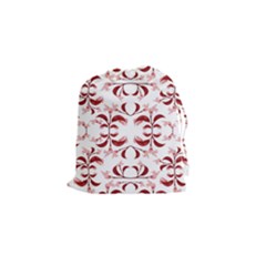 Floral Print Modern Pattern In Red And White Tones Drawstring Pouch (small) by dflcprints