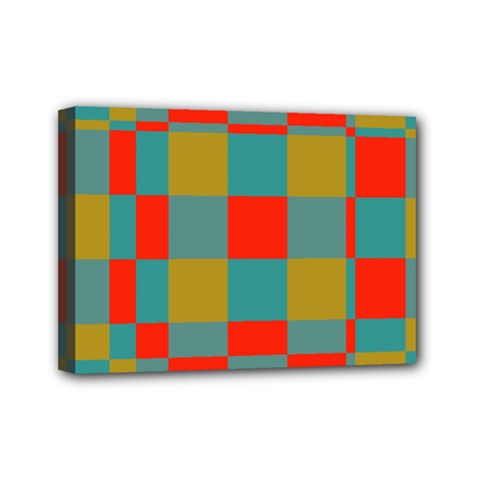 Squares In Retro Colors Mini Canvas 7  X 5  (stretched) by LalyLauraFLM