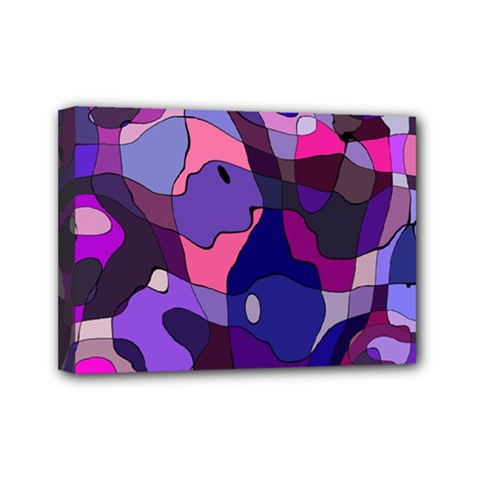 Blue Purple Chaos Mini Canvas 7  X 5  (stretched) by LalyLauraFLM