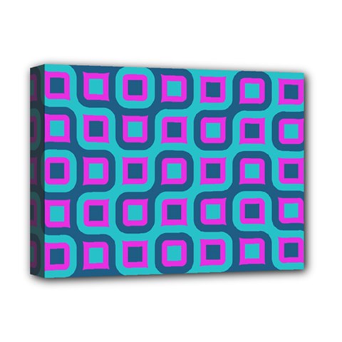 Blue Purple Squares Pattern Deluxe Canvas 16  X 12  (stretched)  by LalyLauraFLM