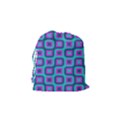 Blue purple squares pattern Drawstring Pouch (Small) View2