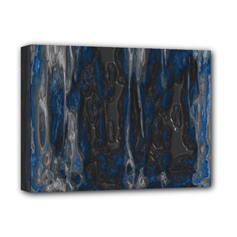Blue Black Texture Deluxe Canvas 16  X 12  (stretched)  by LalyLauraFLM