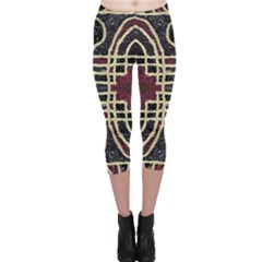 Tribal Style Ornate Grunge Pattern  Capri Leggings  by dflcprintsclothing