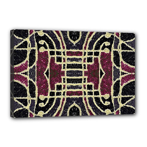 Tribal Style Ornate Grunge Pattern  Canvas 18  X 12  (framed) by dflcprints