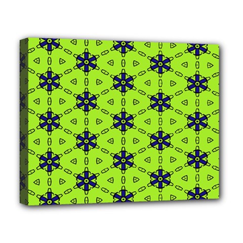 Blue Flowers Pattern Deluxe Canvas 20  X 16  (stretched) by LalyLauraFLM