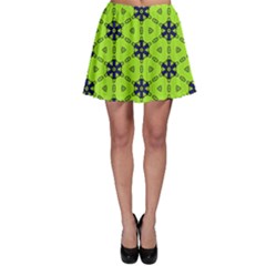 Blue Flowers Pattern Skater Skirt