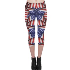 Modern Usa Flag Motif  Capri Leggings  by dflcprintsclothing