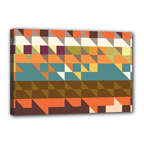 Shapes In Retro Colors Canvas 18  X 12  (stretched) by LalyLauraFLM