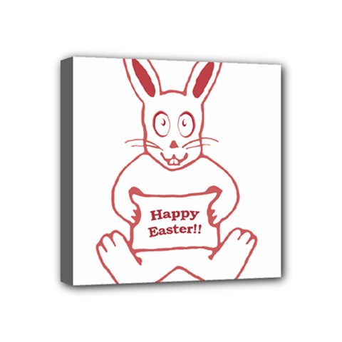 Cute Bunny With Banner Drawing Mini Canvas 4  X 4  (framed) by dflcprints