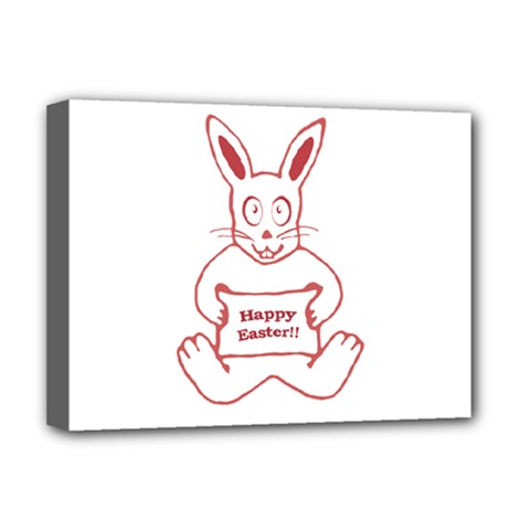 Cute Bunny With Banner Drawing Deluxe Canvas 16  X 12  (framed)  by dflcprints