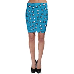 Blue Distorted Weave Bodycon Skirt