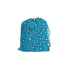 Blue Distorted Weave Drawstring Pouch (small) by LalyLauraFLM