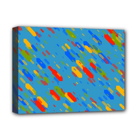 Colorful Shapes On A Blue Background Deluxe Canvas 16  X 12  (stretched)  by LalyLauraFLM