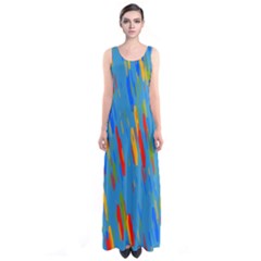 Colorful Shapes On A Blue Background Full Print Maxi Dress by LalyLauraFLM