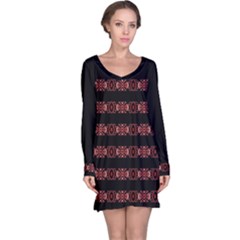 Tribal Ornate Geometric Pattern Long Sleeve Nightdress by dflcprintsclothing