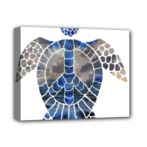 Peace Turtle Deluxe Canvas 14  X 11  (framed) by oddzodd