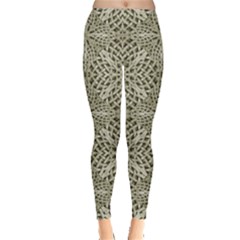 Silver Intricate Arabesque Pattern Leggings  by dflcprintsclothing