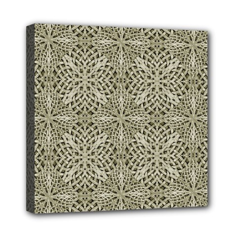 Silver Intricate Arabesque Pattern Mini Canvas 8  X 8  (framed) by dflcprints