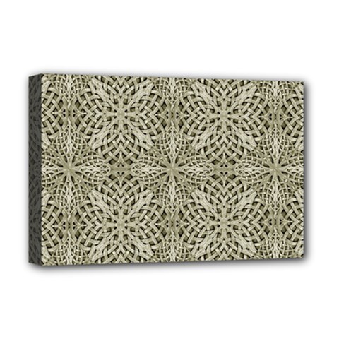 Silver Intricate Arabesque Pattern Deluxe Canvas 18  X 12  (framed) by dflcprints