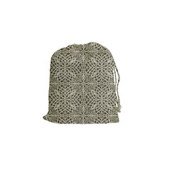 Silver Intricate Arabesque Pattern Drawstring Pouch (small) by dflcprints