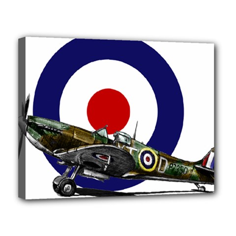 Spitfire And Roundel Canvas 14  X 11  (framed) by TheManCave