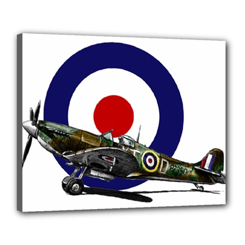 Spitfire And Roundel Canvas 20  X 16  (framed) by TheManCave